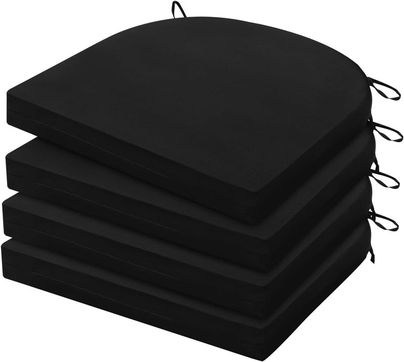 HARBOREST Outdoor Chair Cushions Set of 4, Water Resistant Patio Chair Cushions with Ties, Outdoor Seat Cushions for Patio Furniture, 17"x16"x2", Black - Image 1
